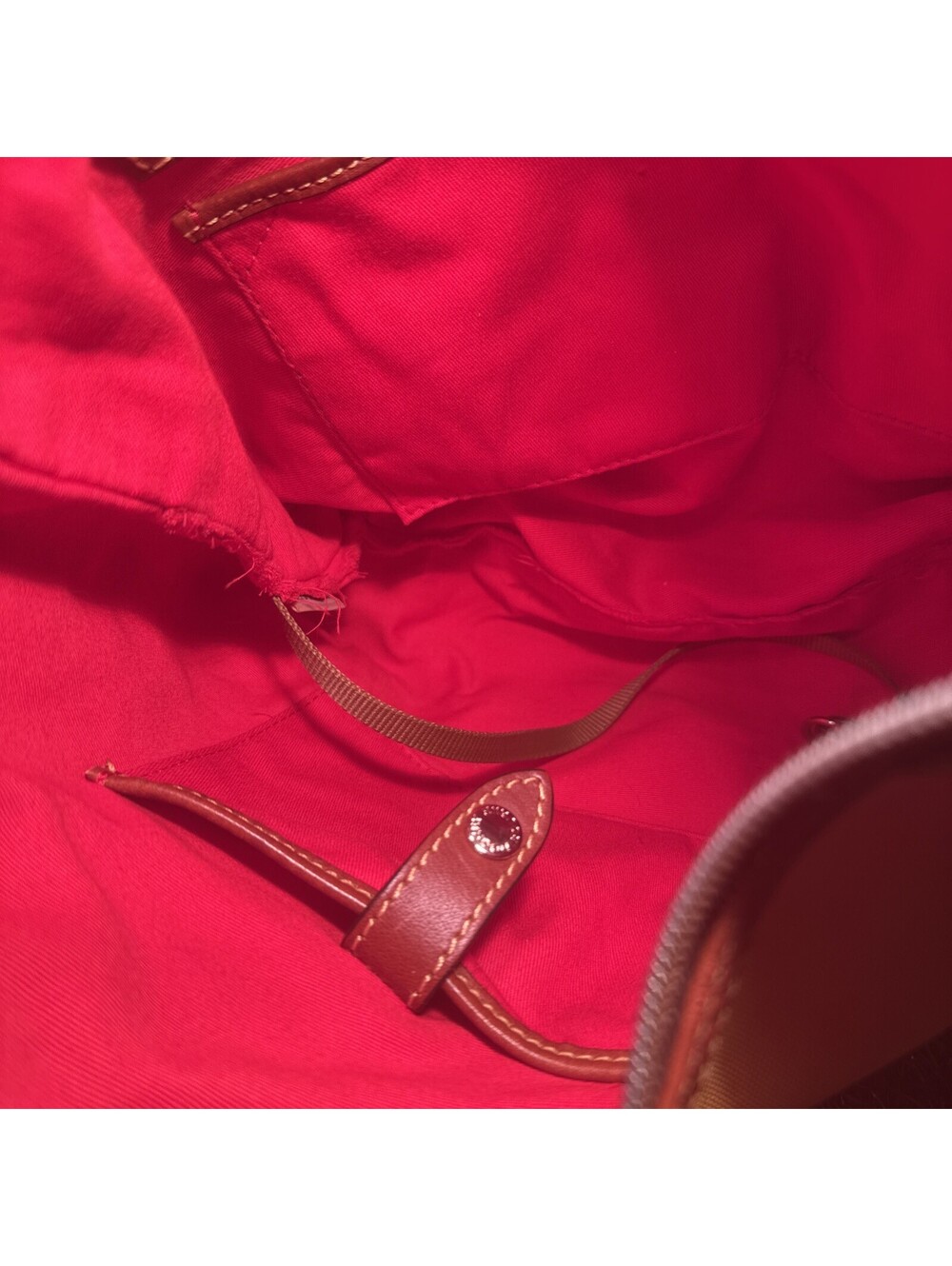 Dooney & Bourke Nylon Large Erica Hobo Shoulder Bag Mustard Yellow Red Lining - Picture 12 of 14